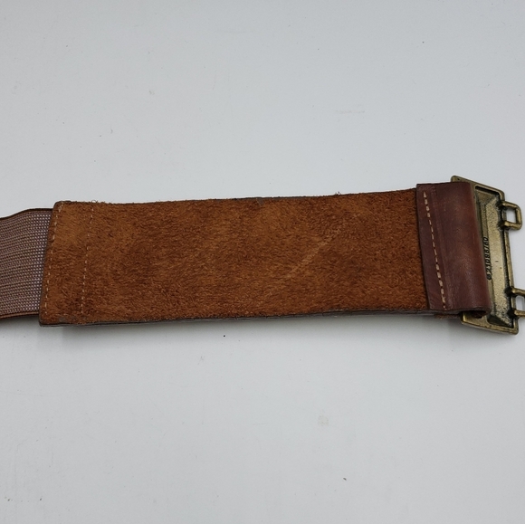 Leatherock Studded Leather with Elastic Back Belt Size Small Brown - Picture 9 of 13